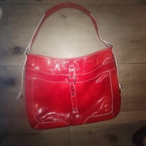 Handmade italian red patent leather plinio visona handbag purse shoulder bag